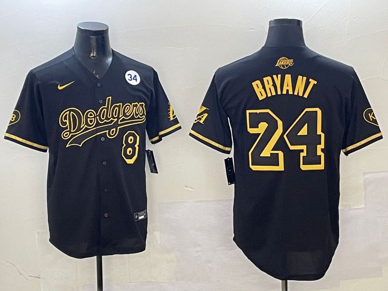 Men Los Angeles Dodgers #24 Bryant Black Gold Five generations Game 2025 Nike MLB Jersey style 3